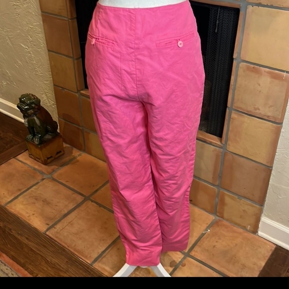 Lilly Pulitzer Preppy Resort Wear Hot Pink Flat Front Linen/Cotton Pants, 10! - Picture 9 of 11